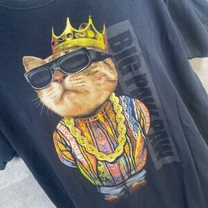 BigPawPaw Graphic T Shirt Mens XL Cat Crown Sunglasses Hip Hop Streetwear